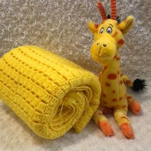 Handmade yellow crochet baby blanket